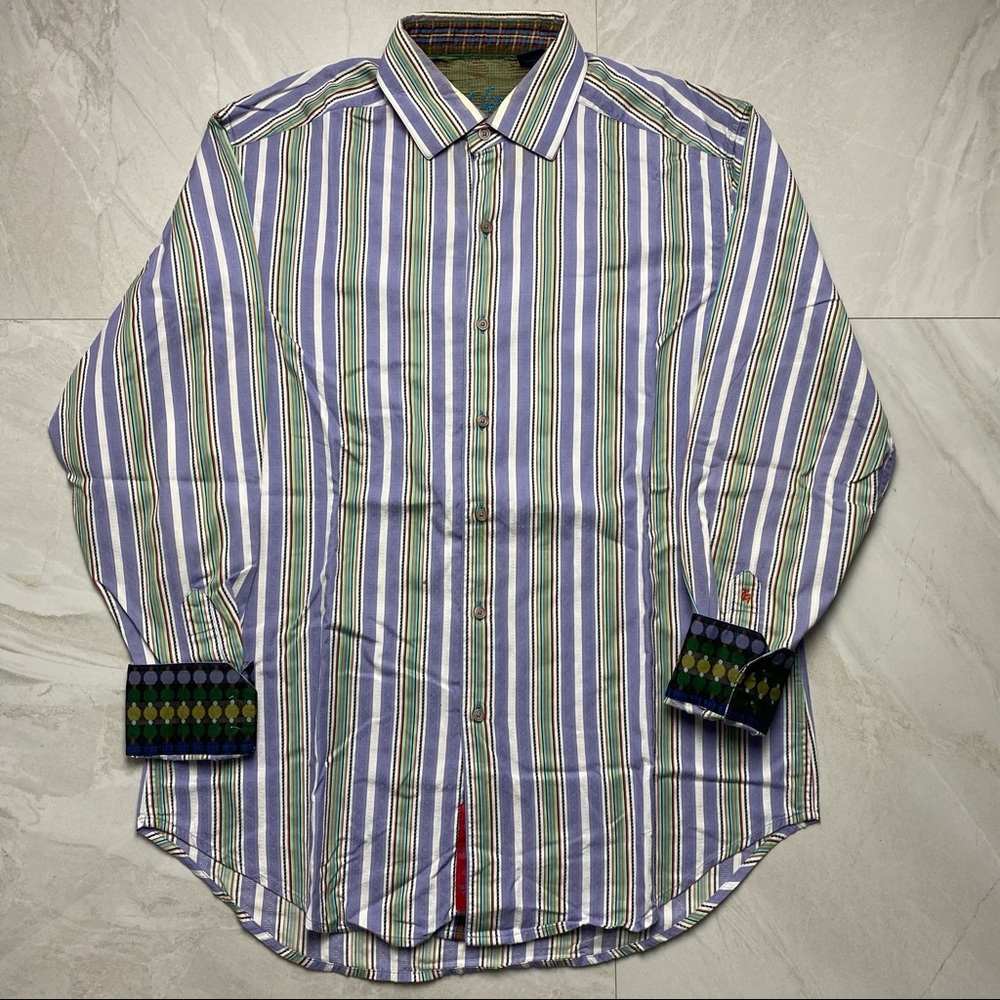 Robert Graham Striped Button Shirt Excellent Cond.